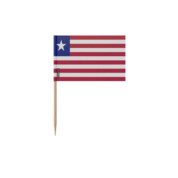 Tandpetare Liberias flagga - 10 cm - 100 stycken - Kleberplast - Bambustick - Pixelforma