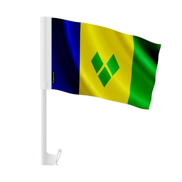 Flagga Bil Saint-Vincent-och-Grenadinerna – 14 x 21 cm – Polyester Tyg – Fäste på Fönster – 20 stycken – Pixelforma