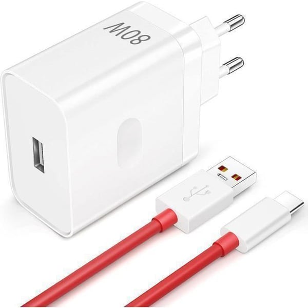 80W snabbladdare med 1m USB C-kabel för OnePlus 12 12R 11 10T, SUPERVOOC Nätladdare för OnePlus 10 Pro Nord CE 3 Lite