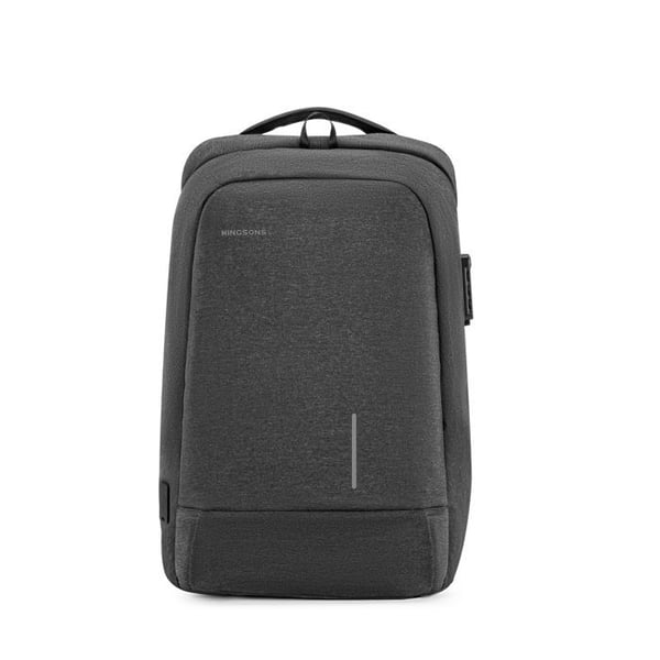 Antistöld ryggsäck - KINGSONS - Svart modell - 15,6 tum - Vattentät - Inbyggd USB-port