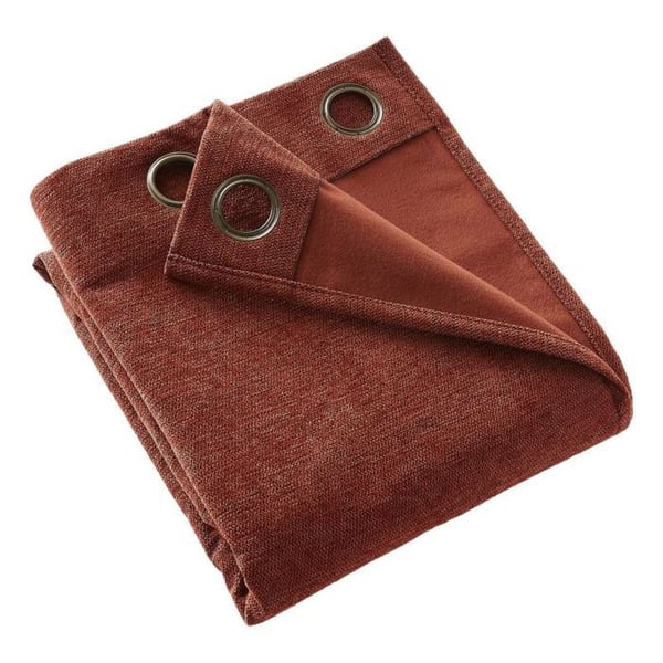 Ljud- och värmeisolerande mörkläggningsgardin med polarfodring "Bjorn" 100% ogenomskinlig Le fil d'Ariane - Bjorn Terracotta - 1 Mörkläggningspanel +