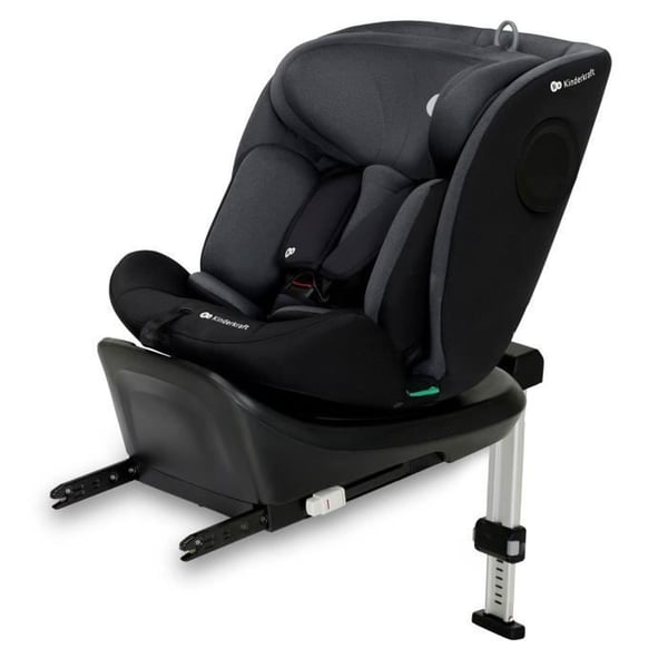 Børnesæde Kinderkraft I-360 I-SIZE, 40–150cm, 360° drejelig, ISOFIX, støtteben, H-GUARD, justerbart nakkestøtte, sort
