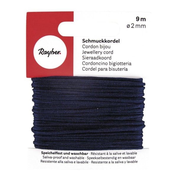 Smyckesband, mörkblå, ø 2 mm, 9 m