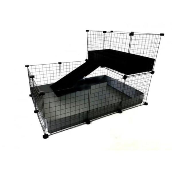Modulärt bur - C&C - 3 x 2 m + loft 2 x 1 m - Metall och Plast - Grå - För Marsvin
