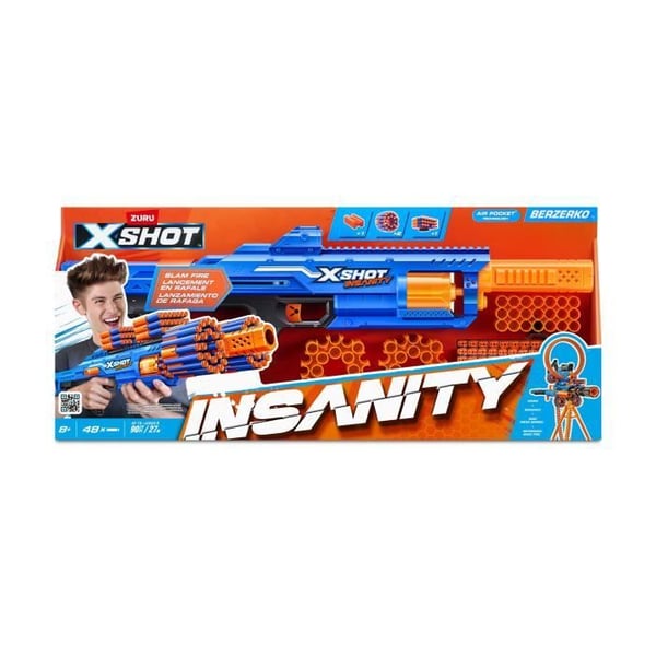 Rapid Fire Blaster - ZURU - XSHOT Insanity Berzerko - Roterande pipblåsare med 8 pilar och snabb eld upp till 27 meter