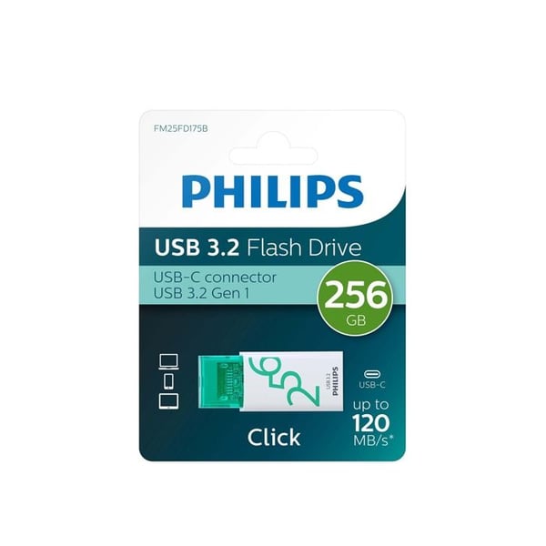 USB-minne - PHILIPS - Click 3.2 - 256 GB - USB-C 3.2 - 120 MB/s läsning