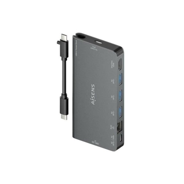 USB-hubb - AISENS - ASUC-8P015-GR - 8 portar - Metallgrå - Elegant design - Kompakt