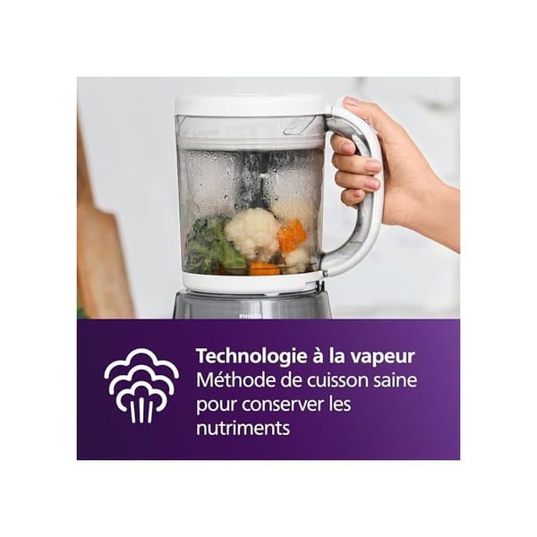 4 i 1 spis-mixerrobot - PHILIPS AVENT - SCF883/01 - Kapacitet 1000ml - Blandningseffekt 400W - Grå