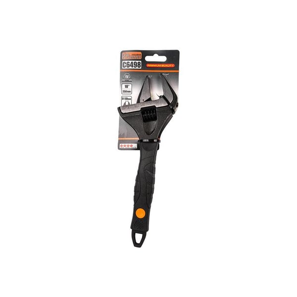Justerbar skiftnyckel - Stor - Öppning 50 mm - Längd 10'' - Ergonomisk, robust stål