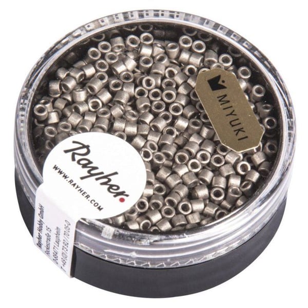 Delica-rocailles, 2,2mm metallisk matt, låda, grå stål, 4g