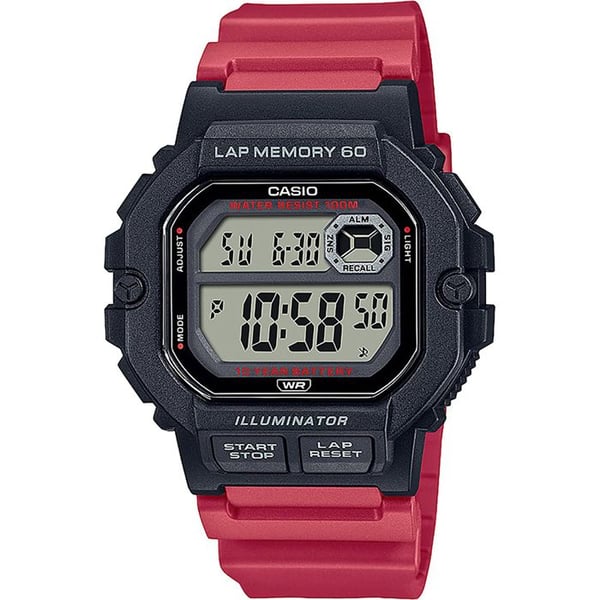 Klocka - CASIO - Kollektion - Vattentät 10 Atm - Digital - Sport Röd och svart harts