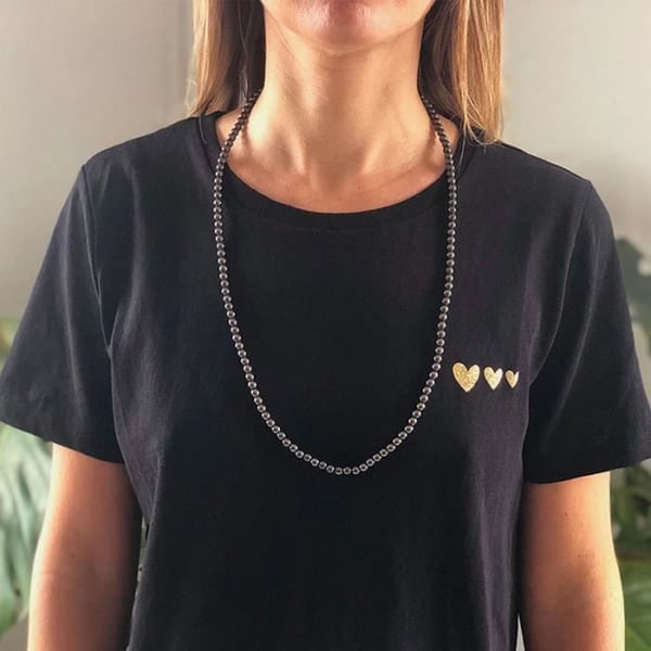 Collier - SHOP-STORY - Regenerering i hematit - Farve grå - Perle på 6 mm - Unisex