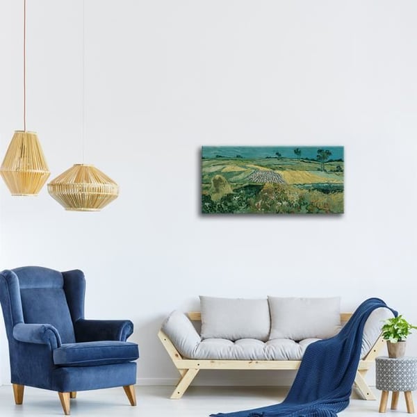 Legendarte - Målning, tryck på duk - Slätten i Auvers Vincent Van Gogh cm. 50x100
