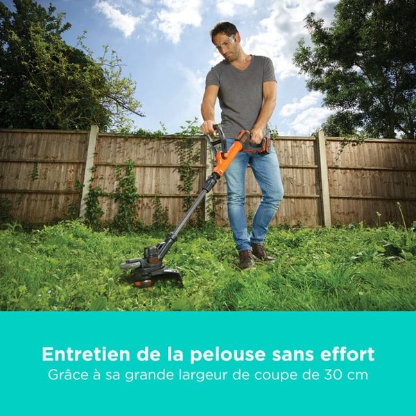 Sähkörikkuri BLACK+DECKER - STC1840EPC-QW - 18V - 30 cm - 18V akulla - kääntyvä pää - teleskooppiputki