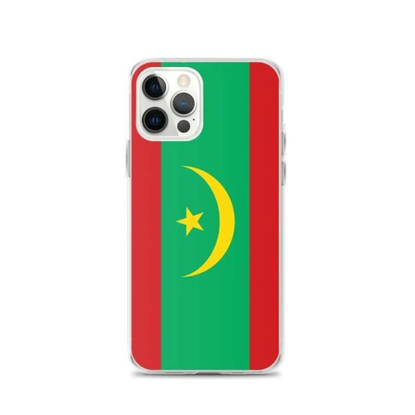 Mobilskal – Mauritaniska flaggan – Kompatibel med iPhone 12 Pro – Mjuk Fodral – Slitstark och Stötsäker - Silikon - Pixelforma