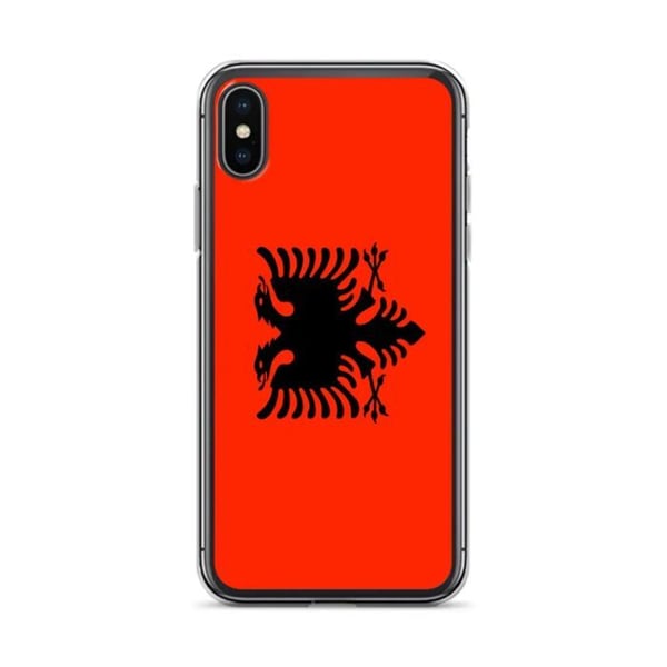 Telefonfodral – Albaniens flagga – Kompatibel med iPhone X – Mjuk skal – Slitstark och Stötsäker – Silikon – Pixelforma
