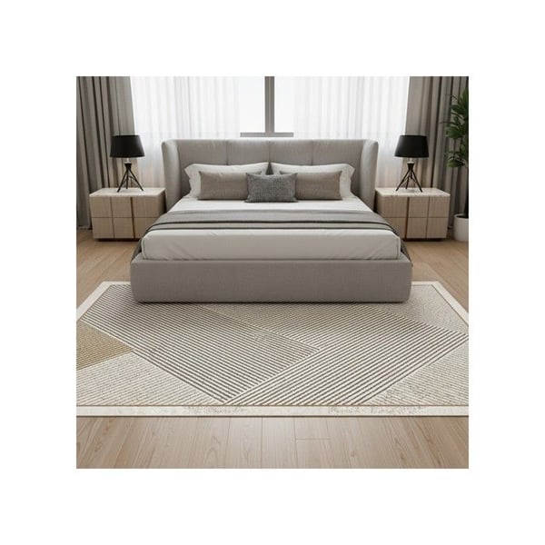 Matta - MELIS HOME - zigzag - beige-taupe - 80x150 cm - tvättbar halkfri 7 mm