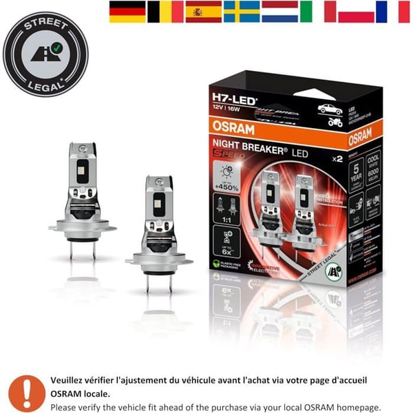 OSRAM NIGHT BREAKER H4 450 LED-lampor - 450% högre ljusstyrka, 6000K