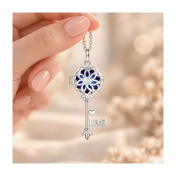 Graviditet Bola Cage Key Love Night Blue Ball Halsband