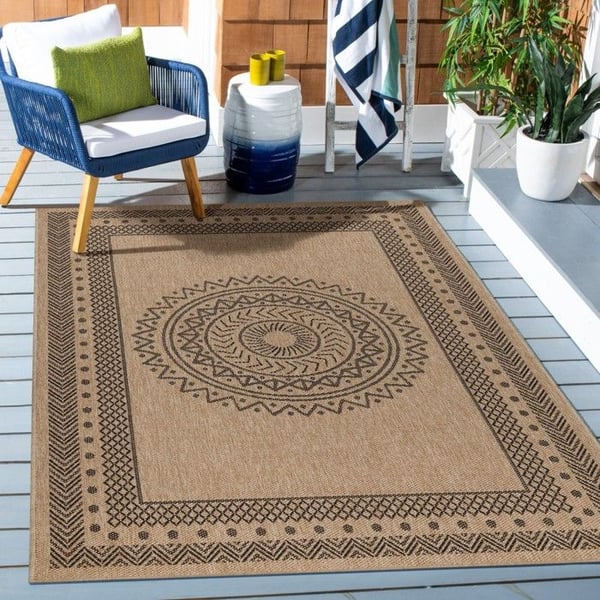 Utomhusmatta, Vintage design, Färg Svart, Matta för Terrass-Balkong-Kök, baksida i polypropen (Dimension: 280X370 cm)