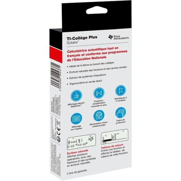Beräknare - TEXAS TEXAS INSTRUMENTS - TI-Collège Plus Solaire
