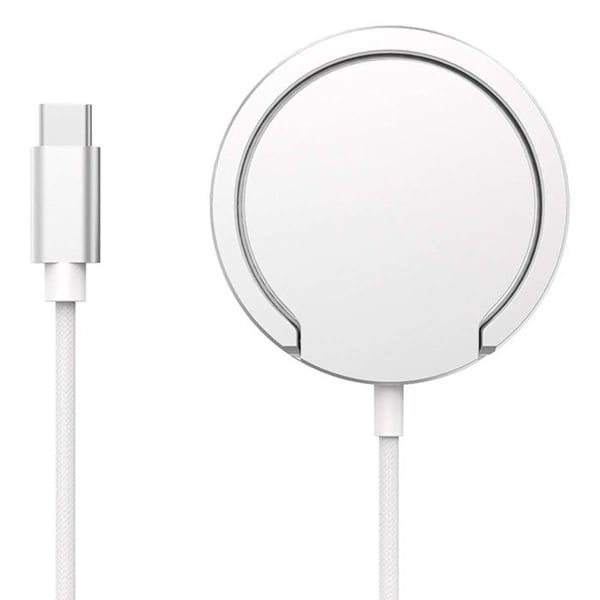 Trådlös Magnetisk Laddare - FORCE POWER - 15W Qi2 - Fällbart Stöd - USB-C Vit