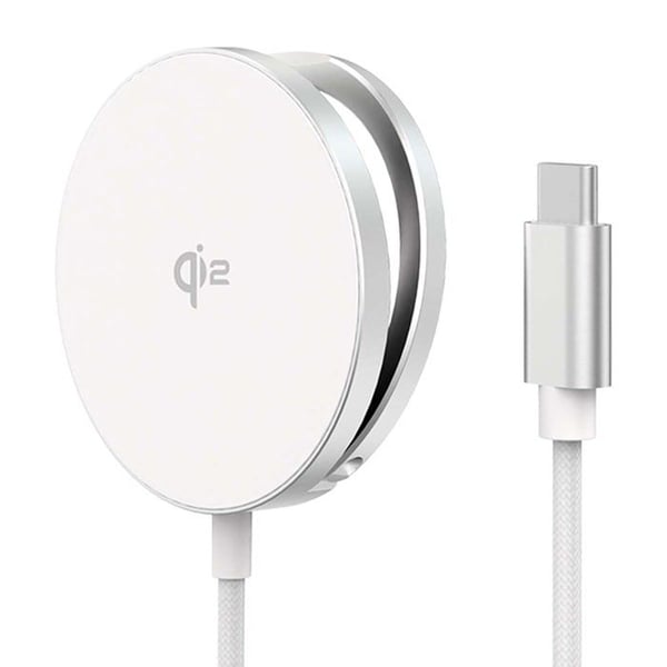 Trådlös Magnetisk Laddare - FORCE POWER - 15W Qi2 - Fällbart Stöd - USB-C Vit