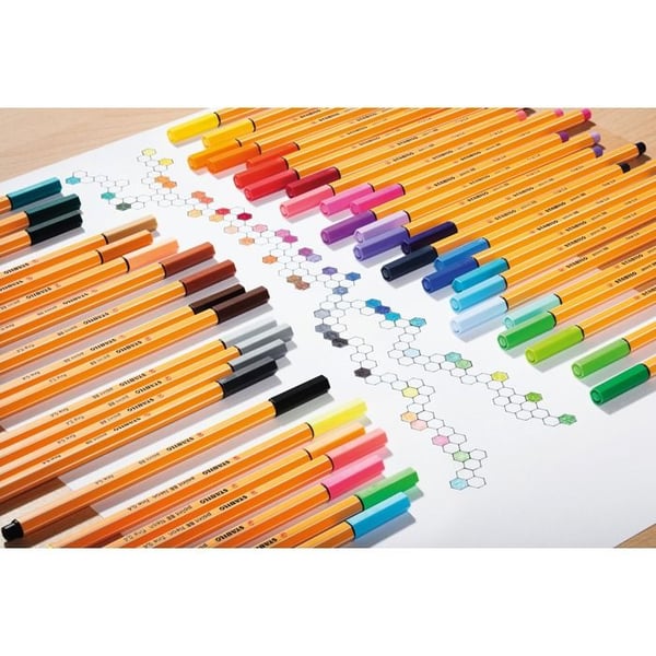 Stylo-Feutre - POINT 88 - Orange FLUO - Fin spets 0,4 mm - Skrivlängd 1000 m - Ventilerat lock