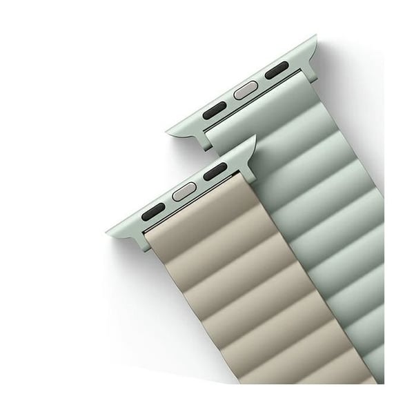 Uniq reversibel magnetisk armbånd Revix til Apple Watch 4/5/6/7/8/SE/SE2 40/41 mm, grøn-beige/beige salvie