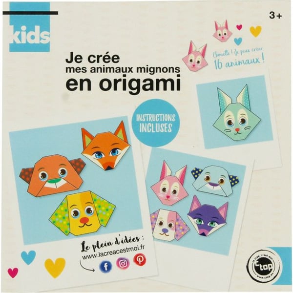 Origamipapper - Block med 16 ark - 15 x 15 cm - Söta djur