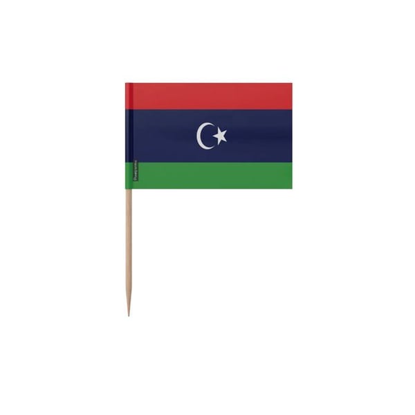 Tandpetare Flagga av Libyen - 8 cm - 100 stycken - Klisterplast - Bambustick - Pixelforma