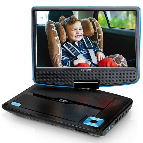 Lenco DVP-910BU - Bärbar DVD-spelare på 9 tum med hörlurar, USB-port och upphängningsanordning - Blå/svart