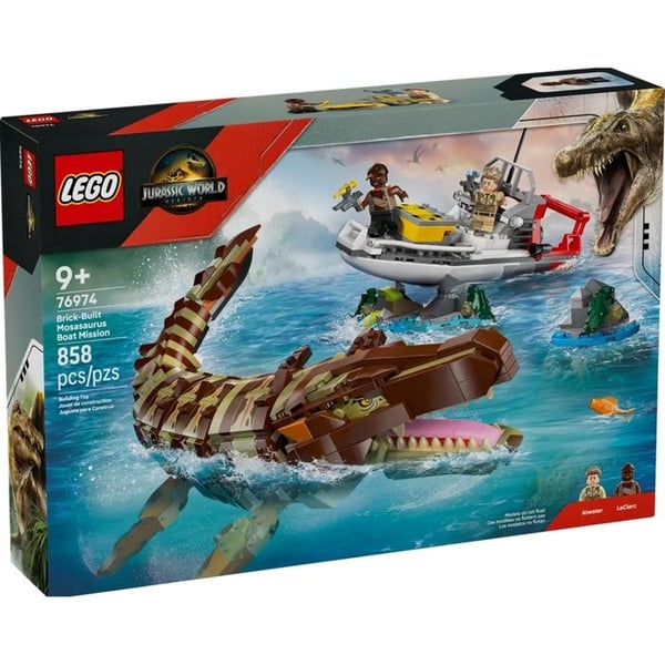 Byggleksak - LEGO - 76974 - Båt på uppdrag - Mosasaur - 858 bitar