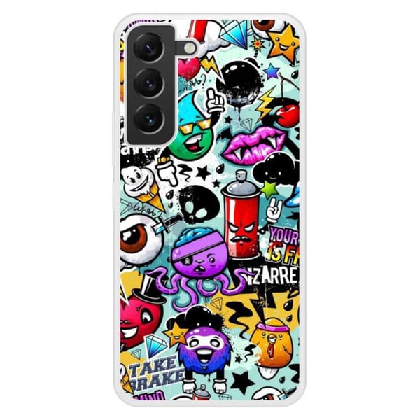 Silikonförstärkt skal med tryck, kompatibel med Samsung Galaxy S22 Plus Graffiti 2