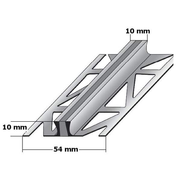 Profil för expansionsfogar med silikoninsats H 2 - 25 mm l 54 mm i rostfritt stål - 2 mm