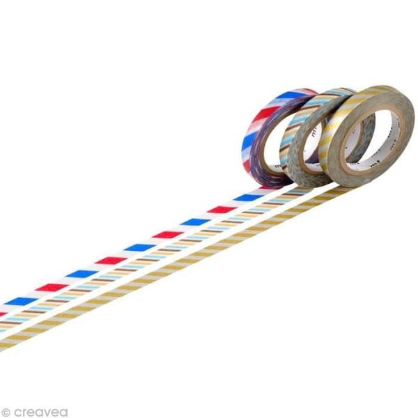 Maskeringstejp - Slim Twist - Assortiment 3 rullar - 6 mm x 10 m - Festliga färger