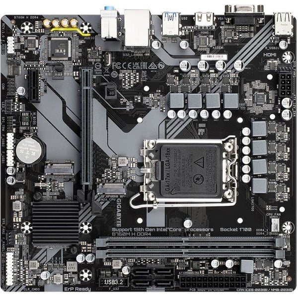 Moderkort - GIGABYTE - B760M H DDR4 - Format Micro-ATX - Chipset Intel B760 - DDR4