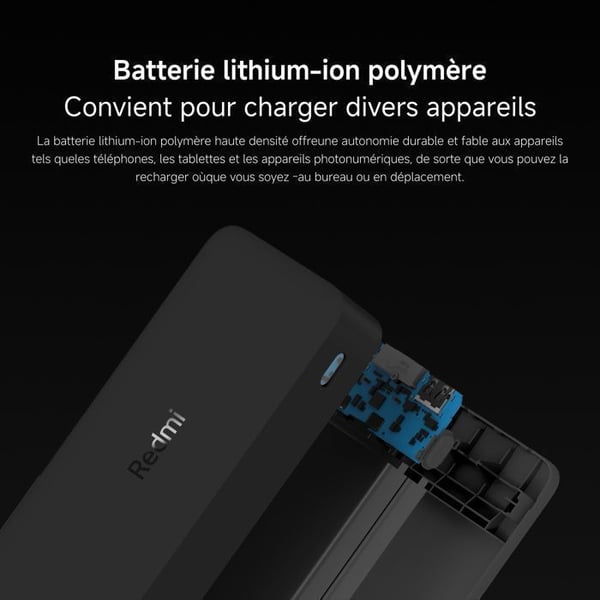 XIAOMI - Redmi Fast Charge bærbart batteri - 20000 mAh - Sort