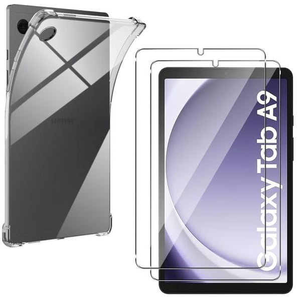 Stötsäkert skal + 2 härdade glasfilmer för Samsung Galaxy Tab A9 2023 Phonillico
