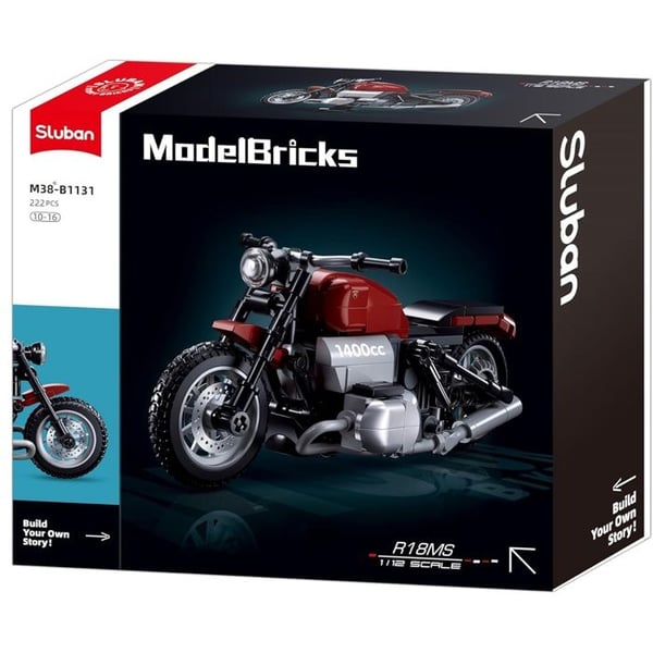 Byggklossar - SLUBAN - Motorcykel stil harley - Röd - 222 bitar - Från 10 år