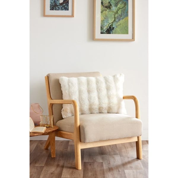 Avtagbar tryckt kudde i polyester med konstpäls "Astra" alla mått Le fil d'Ariane - Astra Ivor - Kudden 40 x 60 cm