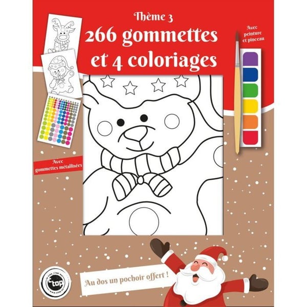 MégaCréa DIY - Målarbok med penselmålning och klistermärken Julmotiv 3