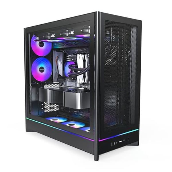 PC-chassi - MONTECH - HS01 Pro - ATX - Hög luftcirkulation - Vändbar design - 5 ARGB PWM-fläktar