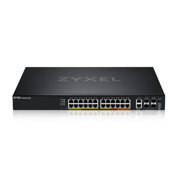Switch - ZYXEL - 24-PORT GBE L3 ÅTKOMST POE+ - 6 10G UPLINK - Centraliserad hantering - Stacking