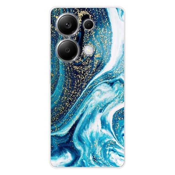 Tryckt silikonfodral kompatibelt med Xiaomi Redmi Note 13 Pro 4G Glitter Blue Marble