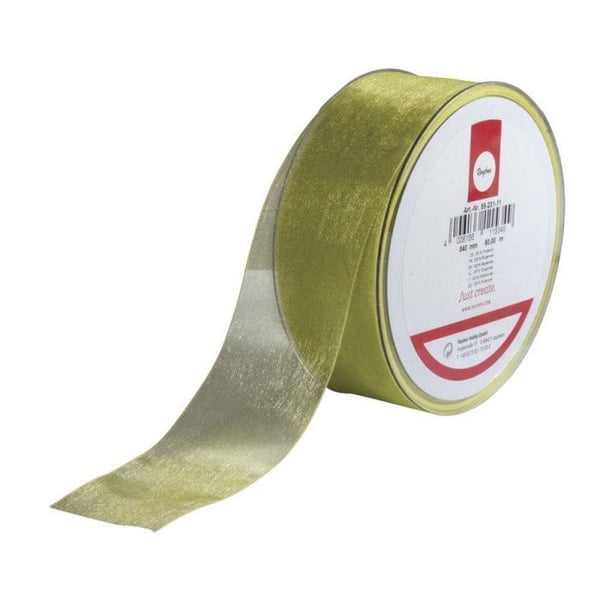 Organza band, 40 mm, rulle 50 m, ljusgrön