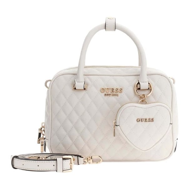 GUESS Handväska i krämfärg för kvinnor - Atabey Box Satchel Cream White 333197