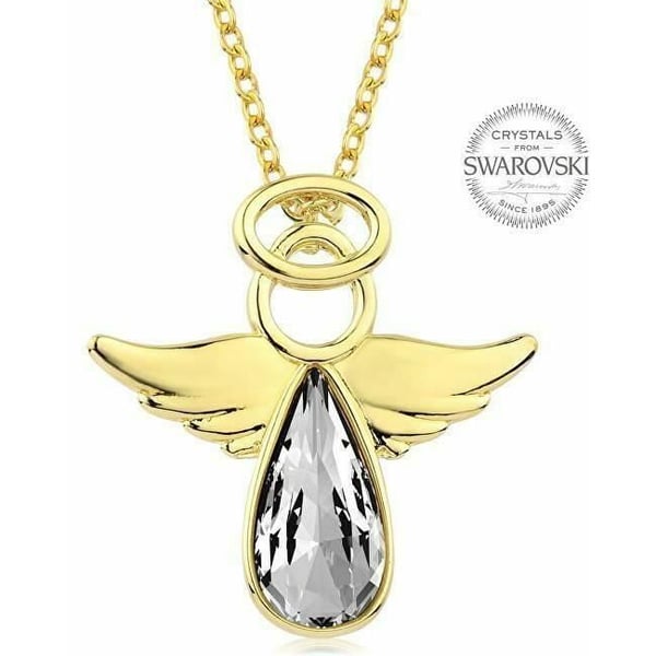Collier - Levien - Pläterat Guld - Ängel i Kristall - För Kvinna - Sle0134