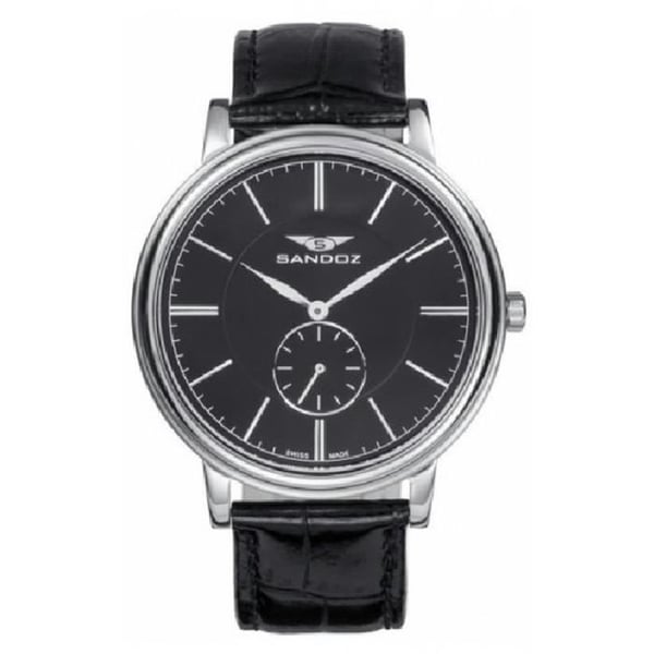 Klocka - Sandoz - 81385-57 - Kvarts - Analog - Svart Läder
