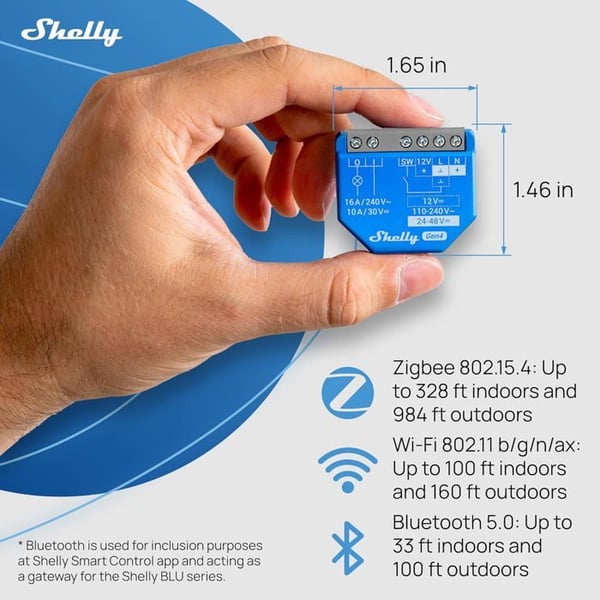 Module Strömbrytare - SHELLY - Shelly 1 Gen4 - Zigbee, Wi-Fi - 16A - Kompatibel med Alexa, Google
